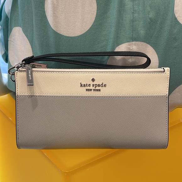 Kate Spade Madison Double Zip Wristlet Wallet Phone Holder 
Platinum Grey Multi - Picture 14 of 16
